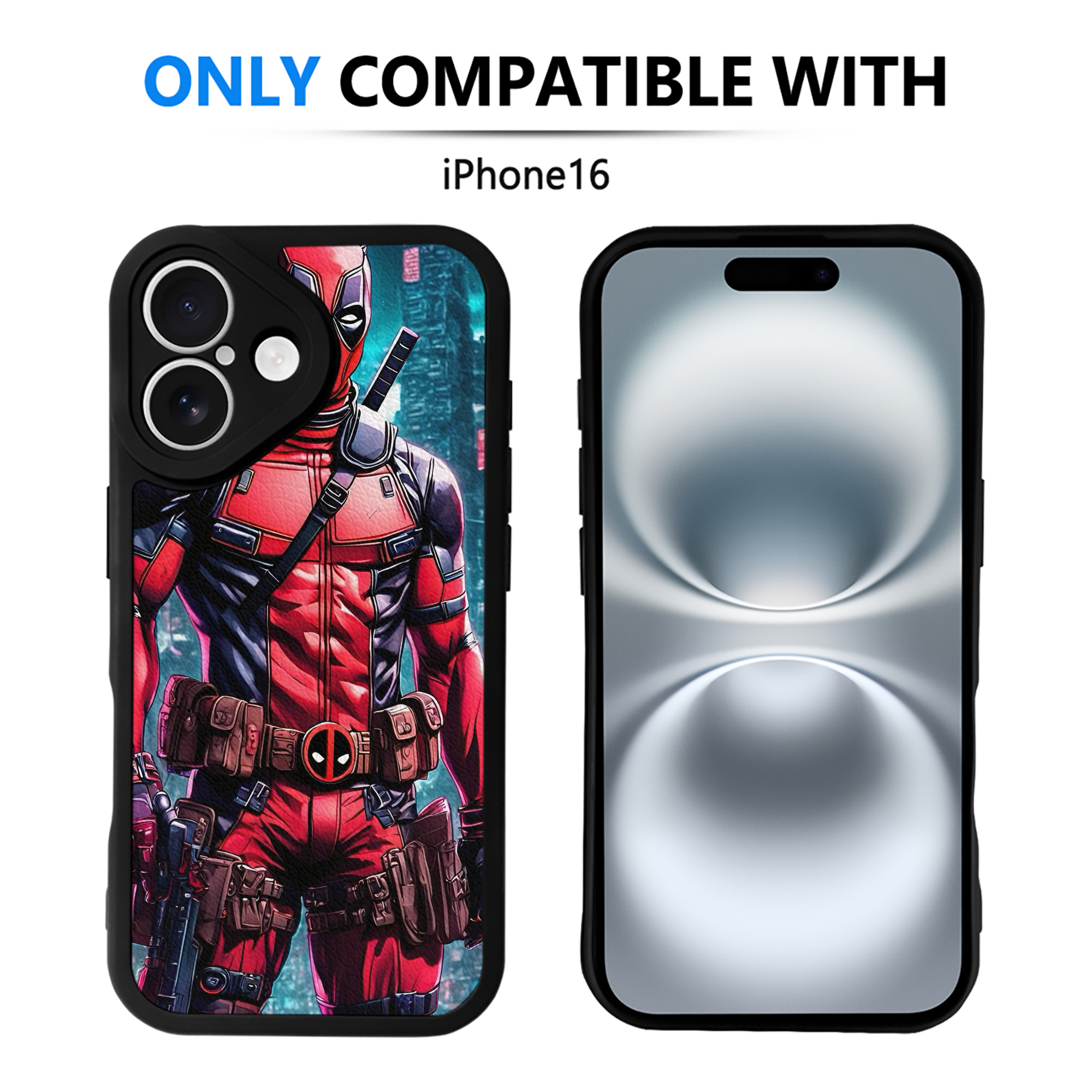 （画像用） Deadpool デッドプール 【iPhone 16シリーズ対応】シリコンスマホケース（レザー調） 材質：シリコン